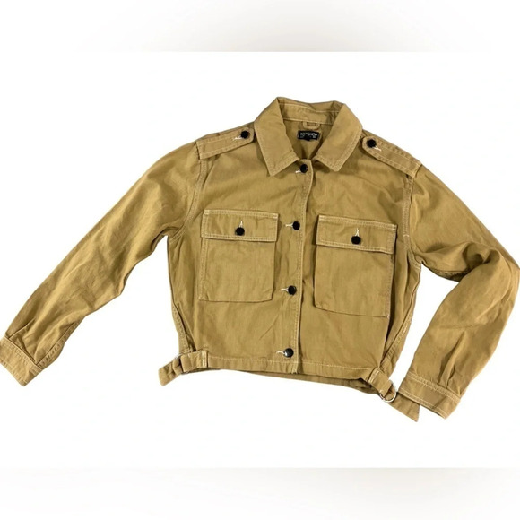 Topshop Cropped Jacket Mustard Yellow - Picture 3 of 10